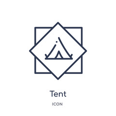 Fototapeta premium tent icon from signs outline collection. Thin line tent icon isolated on white background.