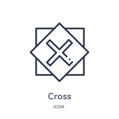 cross icon from signs outline collection. Thin line cross icon isolated on white background.