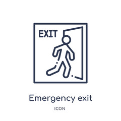 emergency exit icon from signs outline collection. Thin line emergency exit icon isolated on white background.