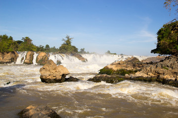 Fototapeta na wymiar Beautiful waterfall in southern of Lao PDR