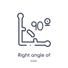 right angle of 90 degrees icon from shapes outline collection. Thin line right angle of 90 degrees icon isolated on white background.