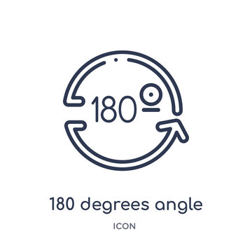 180 degrees angle icon from shapes outline collection. Thin line 180 degrees angle icon isolated on white background.