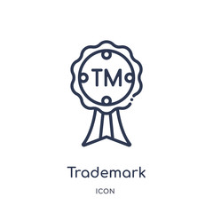 trademark icon from shapes outline collection. Thin line trademark icon isolated on white background.