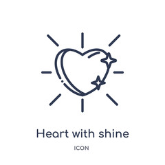 heart with shine icon from shapes outline collection. Thin line heart with shine icon isolated on white background.