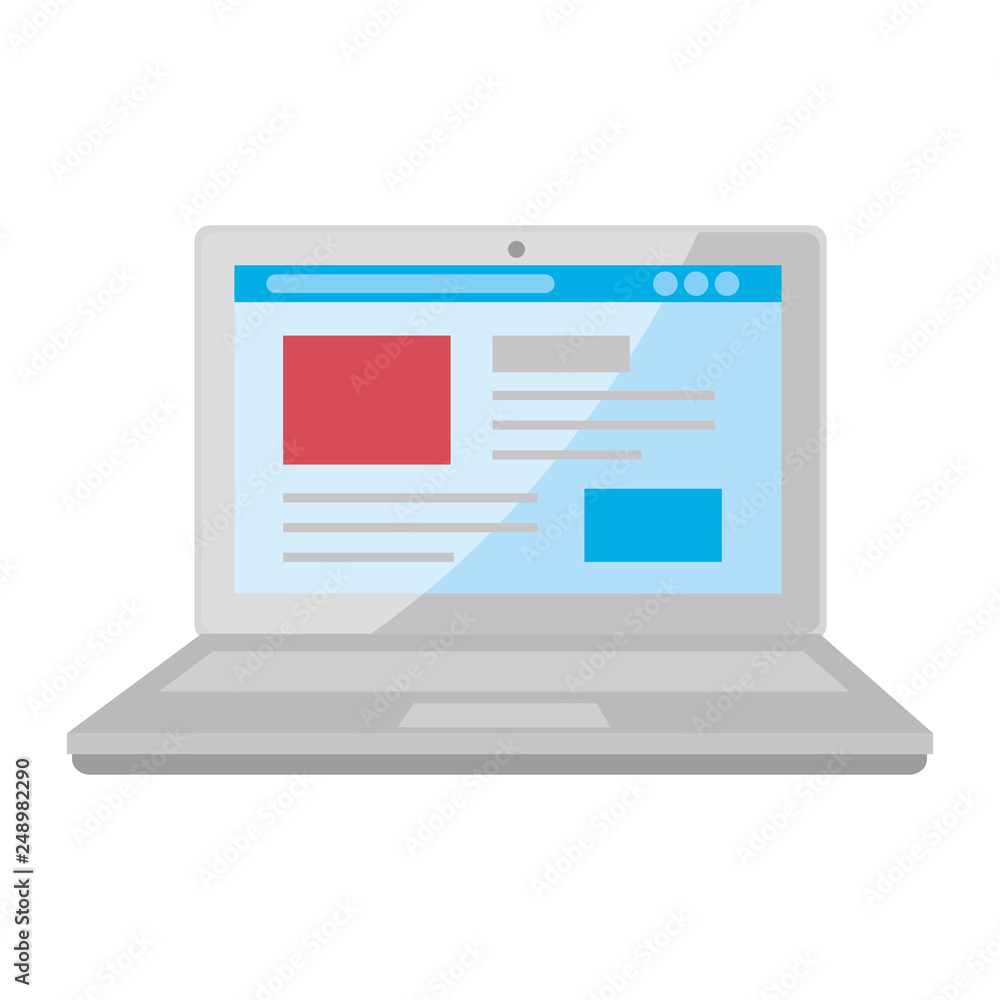 Poster laptop computer with webpage template