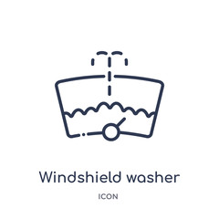 windshield washer icon from shapes outline collection. Thin line windshield washer icon isolated on white background.