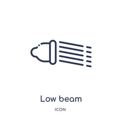 low beam icon from shapes outline collection. Thin line low beam icon isolated on white background.