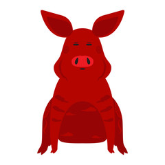 Isolated red pig image. Vector illustration design