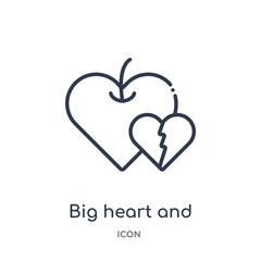 big heart and little heart icon from shapes outline collection. Thin line big heart and little heart icon isolated on white background.