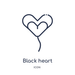 black heart icon from shapes outline collection. Thin line black heart icon isolated on white background.