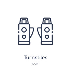 turnstiles icon from security outline collection. Thin line turnstiles icon isolated on white background.
