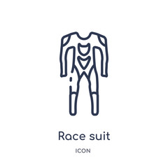 race suit icon from security outline collection. Thin line race suit icon isolated on white background.