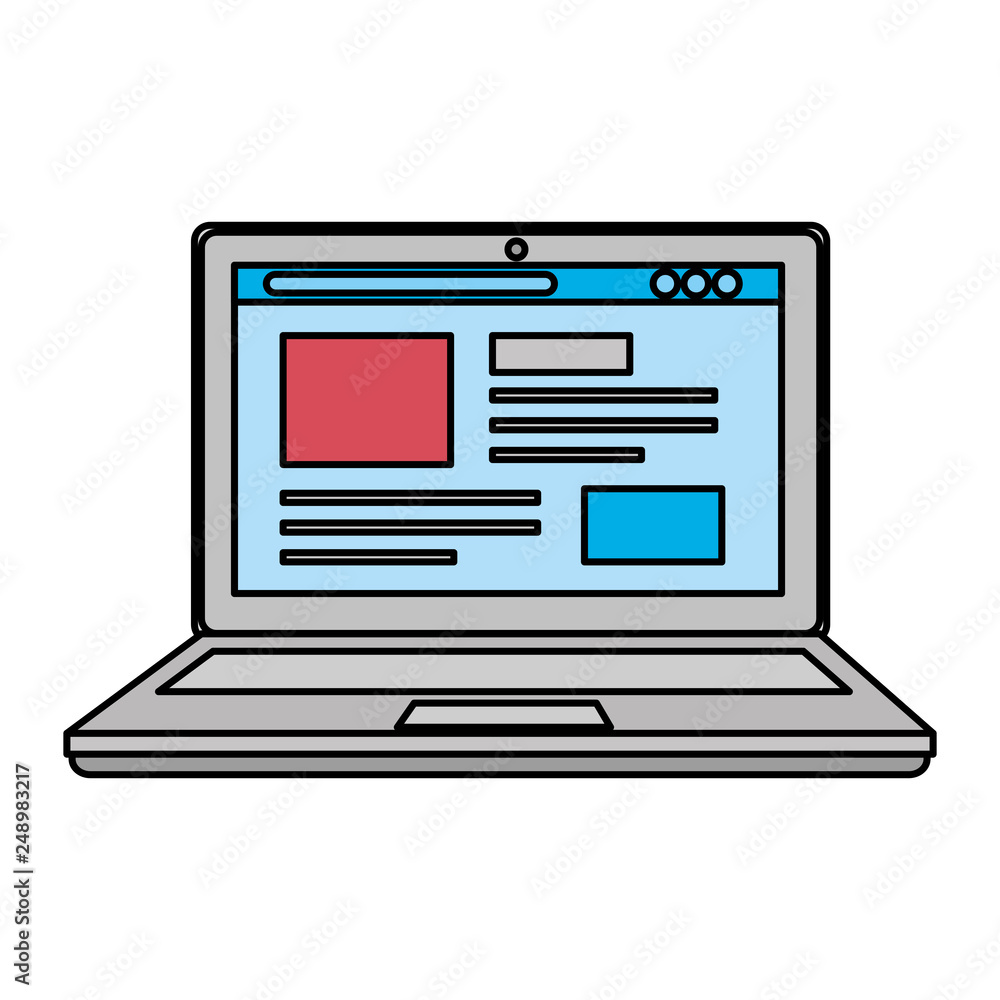 Poster laptop computer with webpage template
