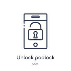 unlock padlock icon from security outline collection. Thin line unlock padlock icon isolated on white background.