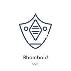 rhomboid icon from security outline collection. Thin line rhomboid icon isolated on white background.