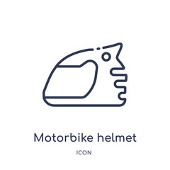 motorbike helmet icon from security outline collection. Thin line motorbike helmet icon isolated on white background.