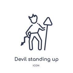 devil standing up icon from people outline collection. Thin line devil standing up icon isolated on white background.