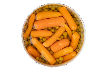 Peas and carrots in can