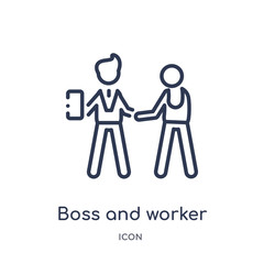 boss and worker icon from people outline collection. Thin line boss and worker icon isolated on white background.