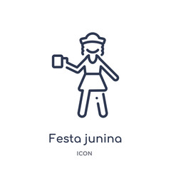 festa junina icon from people outline collection. Thin line festa junina icon isolated on white background.