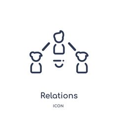 relations icon from people outline collection. Thin line relations icon isolated on white background.