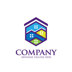 creative real estate, Property and Construction  logo with hexagon template concept