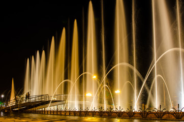 Fototapeta premium Night view of illuminated Batumi Boulevard Dancing Fountain