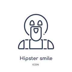 hipster smile icon from people outline collection. Thin line hipster smile icon isolated on white background.