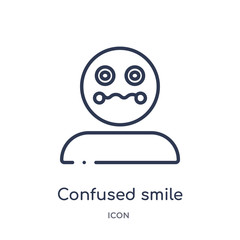 confused smile icon from people outline collection. Thin line confused smile icon isolated on white background.