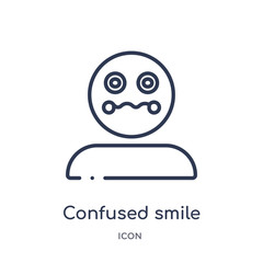 Obraz premium confused smile icon from people outline collection. Thin line confused smile icon isolated on white background.