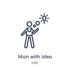 man with idea icon from people outline collection. Thin line man with idea icon isolated on white background.