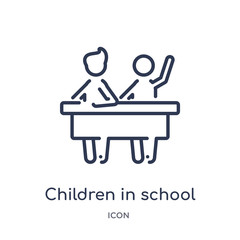 children in school icon from people outline collection. Thin line children in school icon isolated on white background.