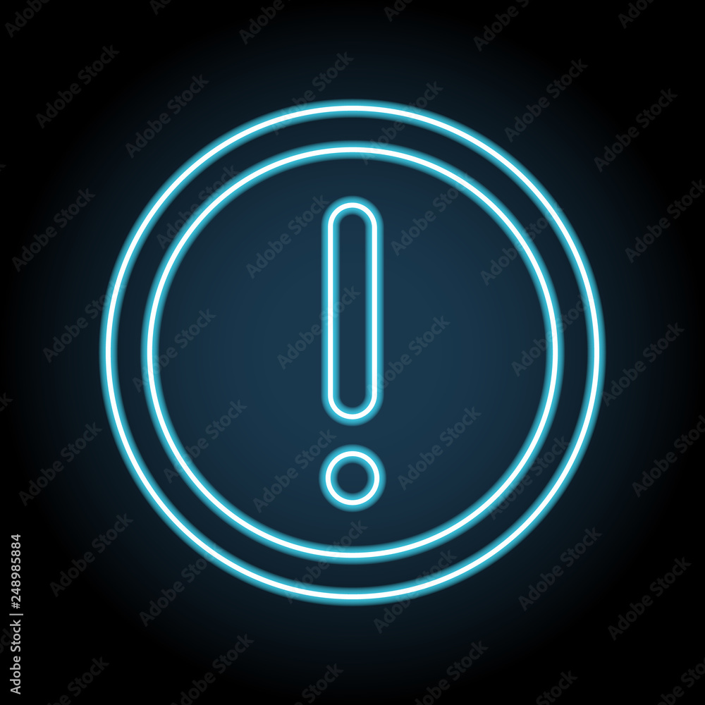 Poster exclamation mark neon icon. simple thin line, outline vector of web, minimalistic icons for ui and u
