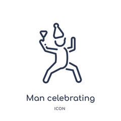 Fototapeta na wymiar man celebrating icon from people outline collection. Thin line man celebrating icon isolated on white background.