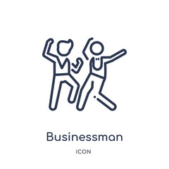 businessman dancing icon from people outline collection. Thin line businessman dancing icon isolated on white background.