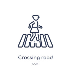crossing road icon from people outline collection. Thin line crossing road icon isolated on white background.