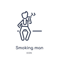 Fototapeta na wymiar smoking man icon from people outline collection. Thin line smoking man icon isolated on white background.