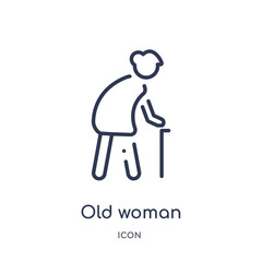 old woman icon from people outline collection. Thin line old woman icon isolated on white background.