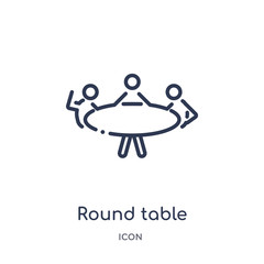 round table icon from people outline collection. Thin line round table icon isolated on white background.