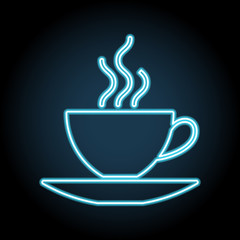 coffee cup, cup with hot drink neon icon. Simple thin line, outline vector of web, minimalistic icons for UI and UX, website or mobile application