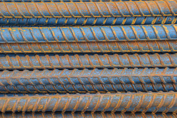 Rusty deformed bars for reinforcement concrete background. Rusty Re-bar steel or deformed bar...