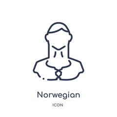 norwegian icon from people outline collection. Thin line norwegian icon isolated on white background.