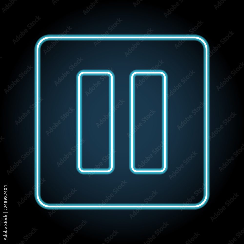 Poster pause button neon icon. simple thin line, outline vector of web, minimalistic icons for ui and ux, w