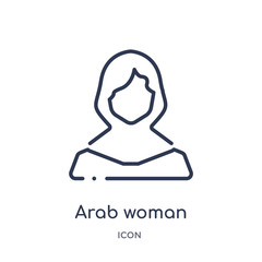 arab woman icon from people outline collection. Thin line arab woman icon isolated on white background.
