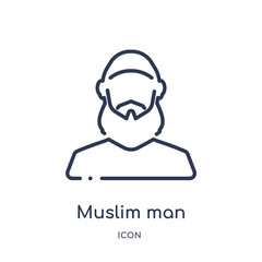 muslim man icon from people outline collection. Thin line muslim man icon isolated on white background.