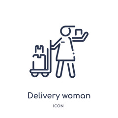 delivery woman icon from people outline collection. Thin line delivery woman icon isolated on white background.