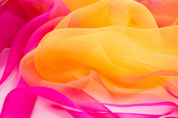 Texture chiffon fabric pink and yellow  color for backgrounds 