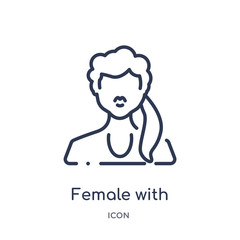 female with long hair icon from people outline collection. Thin line female with long hair icon isolated on white background.