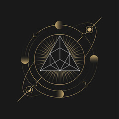 Geometric pyramid astrological tarot card - obrazy, fototapety, plakaty
