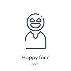 happy face icon from people outline collection. Thin line happy face icon isolated on white background.
